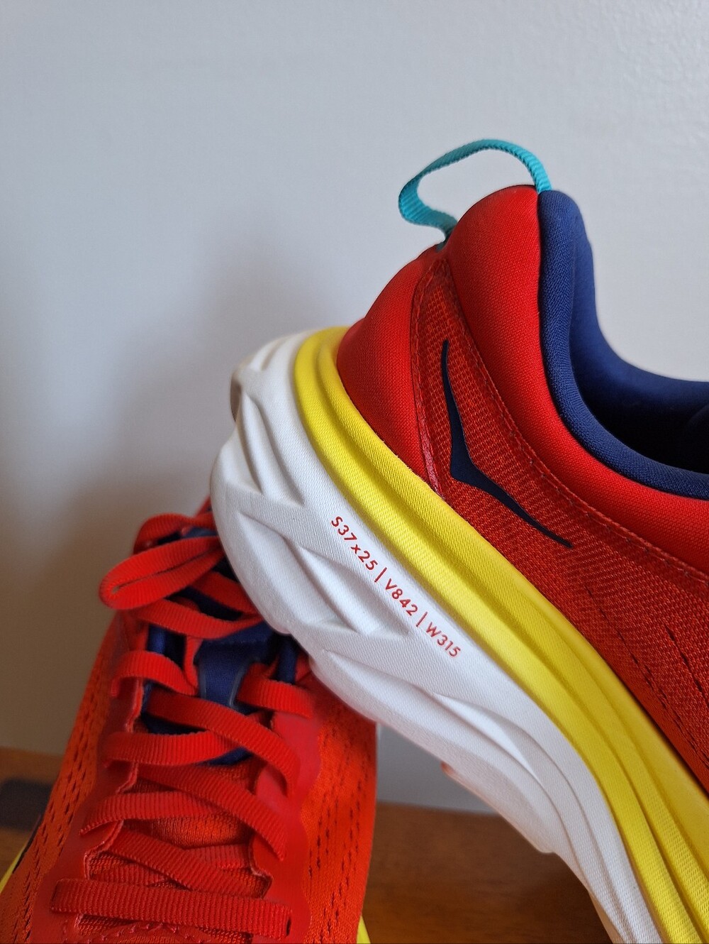 HOKA Bondi 8 Men's Red & Yellow  Size 8D - Picture 7 of 12